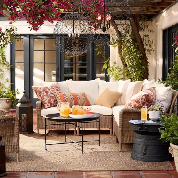 Sunbrella® Pottery Barn Passage Striped Outdoor Lumbar Throw Pillow - Picture 2 of 7